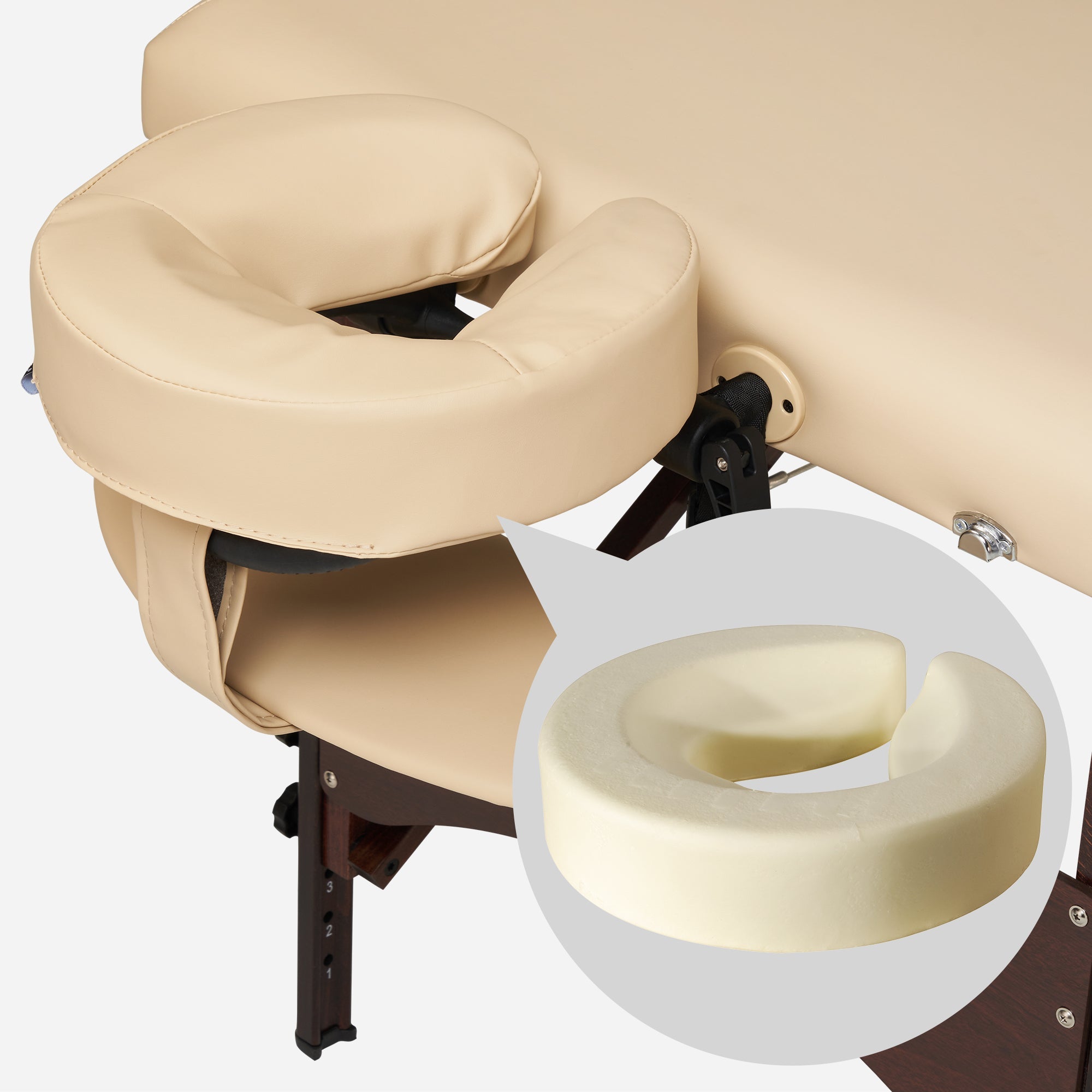 Master Massage 28" Argo Portable Massage Table Package in Cream Upholstery with Walnut Legs