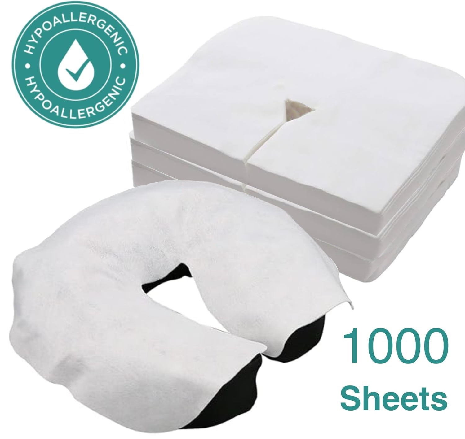 MassageStore Flat Disposable Headrest Covers, Case of 10 (100 ct each) - Hypoallergenic & Medical Grade