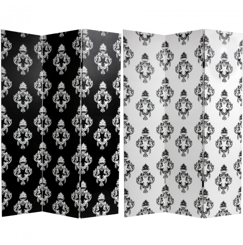 Black and White Damask Art Print Screen (Canvas/Double Sided)