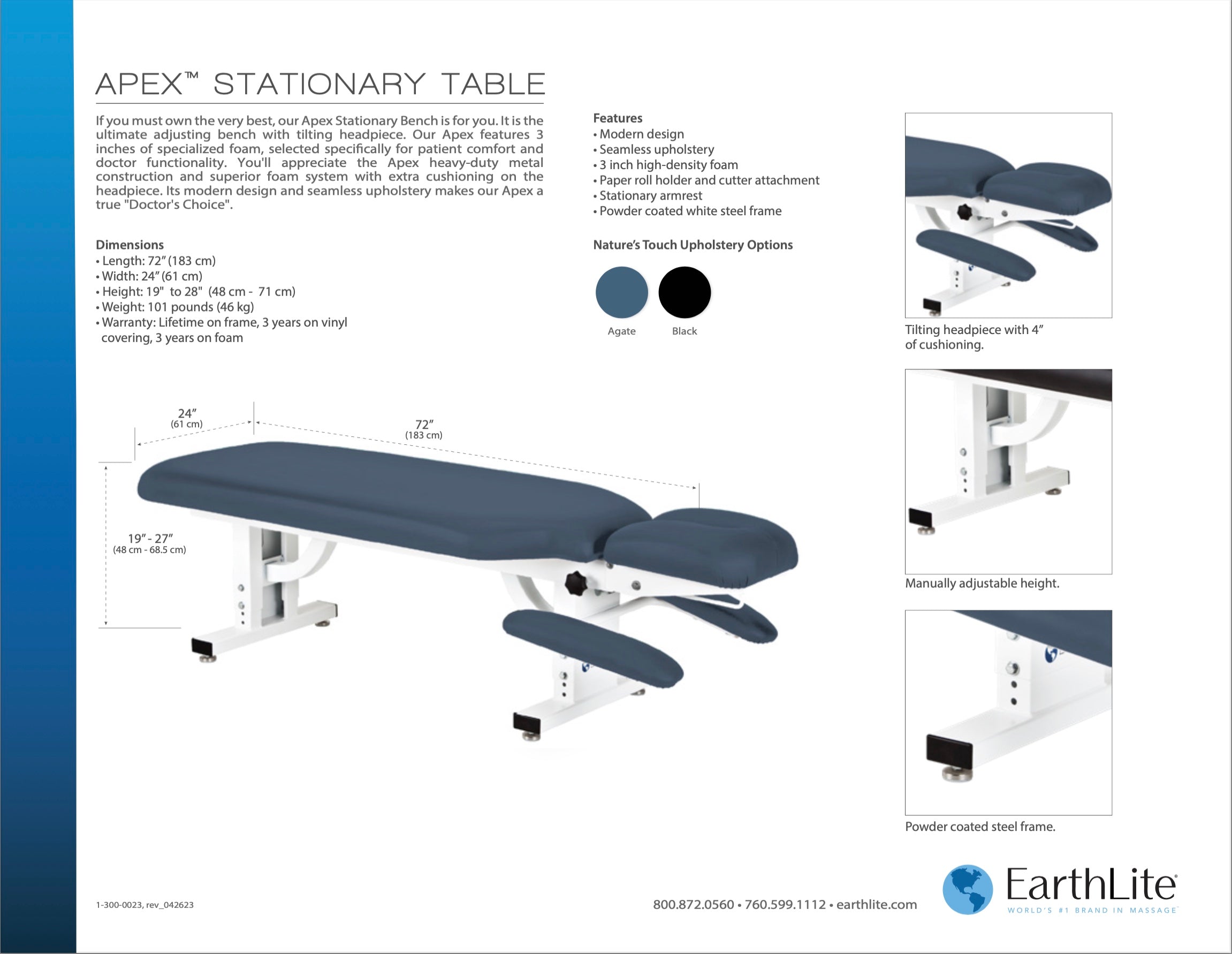 Apex Stationary Treatment & Adjusting Bench - Earthlite