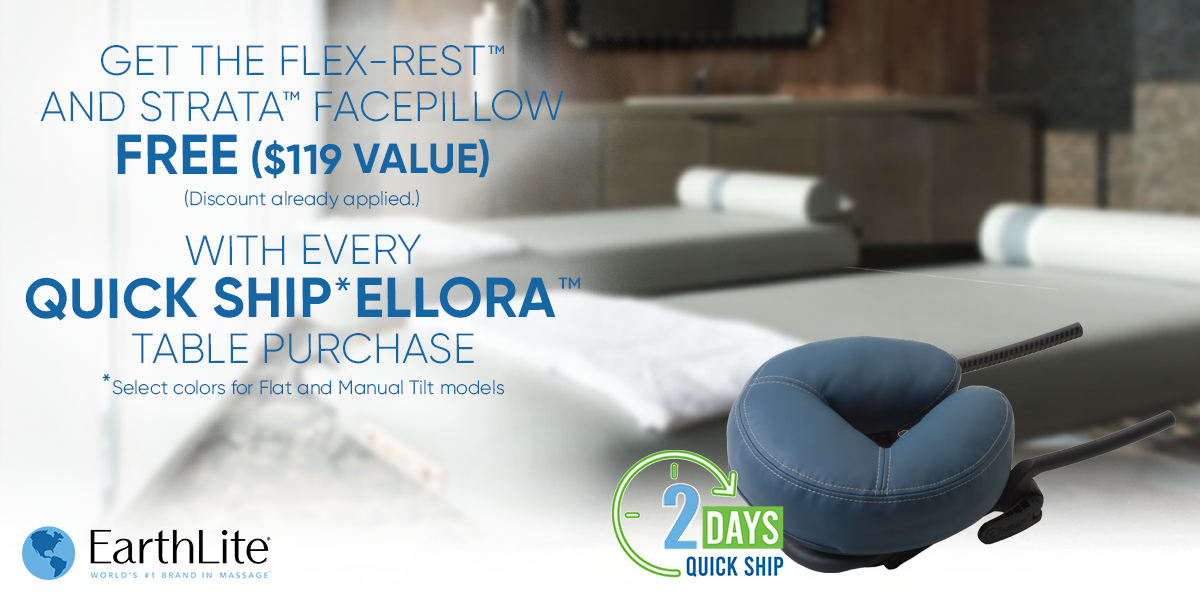 Ellora Electric Lift Massage Table - Quick Ship with Free Flex Rest Face Cradle & Strata Face Pillow - Earthlite